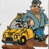 карикатура върху стъкло „такси“