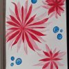 Red flowers and blue bubbles
