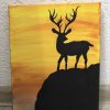 Golden Deer Sunset Painting